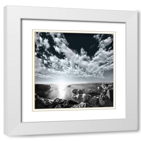 Ocean Seaside II White Modern Wood Framed Art Print with Double Matting by Anonymous