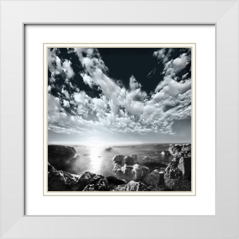 Ocean Seaside II White Modern Wood Framed Art Print with Double Matting by Anonymous