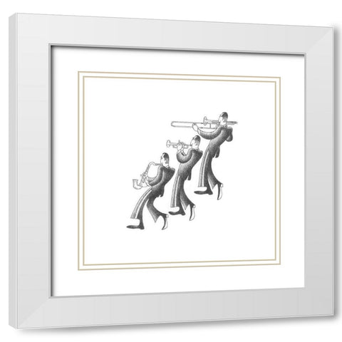 Jazz Melody White Modern Wood Framed Art Print with Double Matting by Vilar, Roger