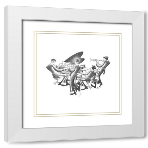 Cool Quartet White Modern Wood Framed Art Print with Double Matting by Vilar, Roger