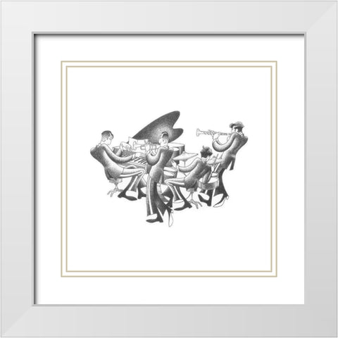 Cool Quartet White Modern Wood Framed Art Print with Double Matting by Vilar, Roger