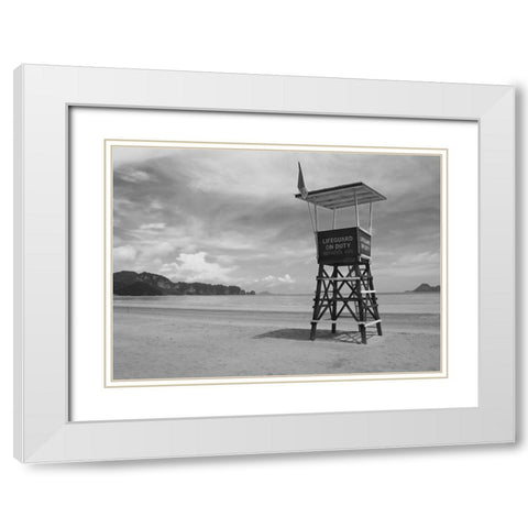Lifeguard Observation Tower White Modern Wood Framed Art Print with Double Matting by Anonymous