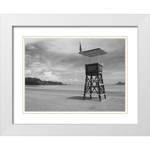 Lifeguard Observation Tower White Modern Wood Framed Art Print with Double Matting by Anonymous