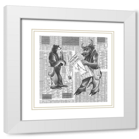 Market Ups and Downs White Modern Wood Framed Art Print with Double Matting by Vilar, Roger
