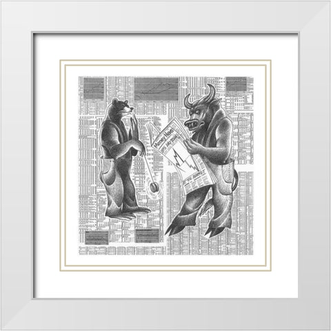 Market Ups and Downs White Modern Wood Framed Art Print with Double Matting by Vilar, Roger