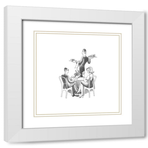 Dining Out White Modern Wood Framed Art Print with Double Matting by Vilar, Roger