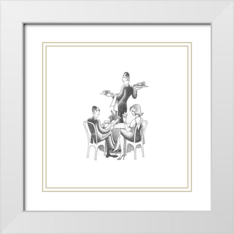 Dining Out White Modern Wood Framed Art Print with Double Matting by Vilar, Roger