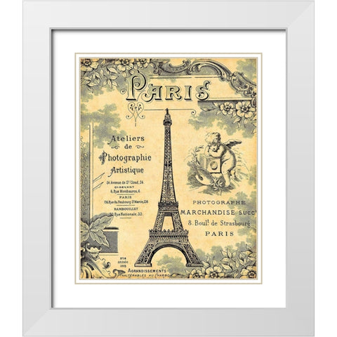 Paris 1900 White Modern Wood Framed Art Print with Double Matting by Lynea