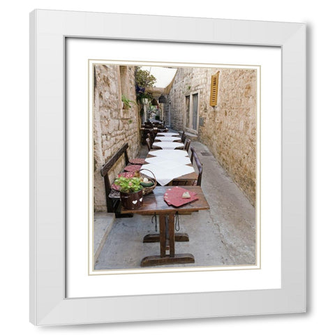 Old Village Cafe White Modern Wood Framed Art Print with Double Matting by Anonymous