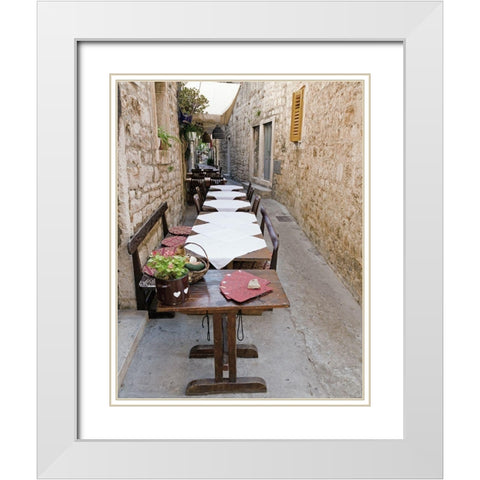 Old Village Cafe White Modern Wood Framed Art Print with Double Matting by Anonymous