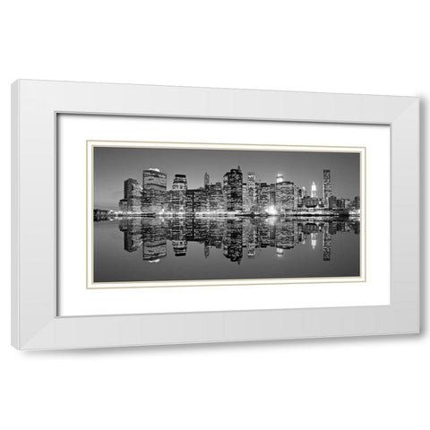 Downtown Lights White Modern Wood Framed Art Print with Double Matting by Mortula