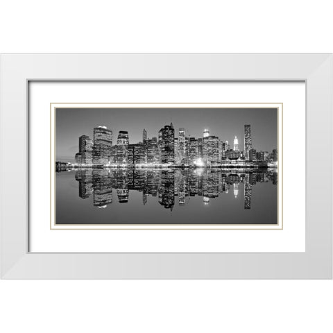 Downtown Lights White Modern Wood Framed Art Print with Double Matting by Mortula