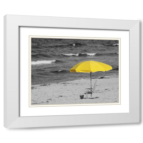 Sunny Umbrella White Modern Wood Framed Art Print with Double Matting by Turek, Eve