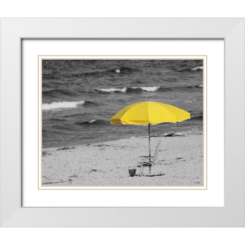 Sunny Umbrella White Modern Wood Framed Art Print with Double Matting by Turek, Eve