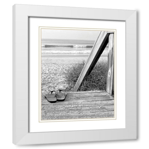 Sandals by the Sea White Modern Wood Framed Art Print with Double Matting by Anonymous