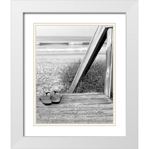 Sandals by the Sea White Modern Wood Framed Art Print with Double Matting by Anonymous