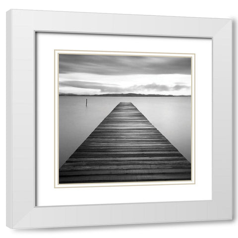 Evening Jetty White Modern Wood Framed Art Print with Double Matting by Mun, M.