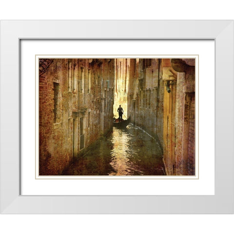 Vintage Gondolier White Modern Wood Framed Art Print with Double Matting by K. Nielsen