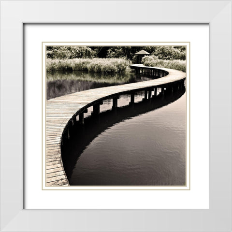 Water Walkway White Modern Wood Framed Art Print with Double Matting by Chan, Eric