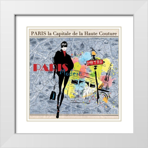 Paris Fashion Model White Modern Wood Framed Art Print with Double Matting by Verlen