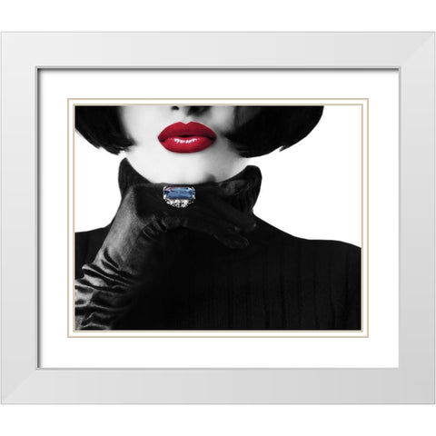 Ruby Lips I White Modern Wood Framed Art Print with Double Matting by Anonymous