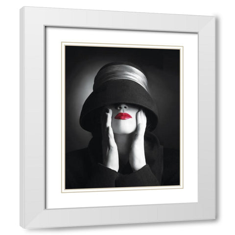 Ruby Lips III White Modern Wood Framed Art Print with Double Matting by Anonymous