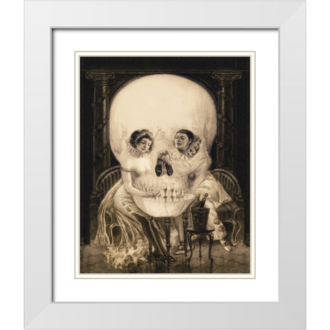Pierrots Love White Modern Wood Framed Art Print with Double Matting by Anonymous