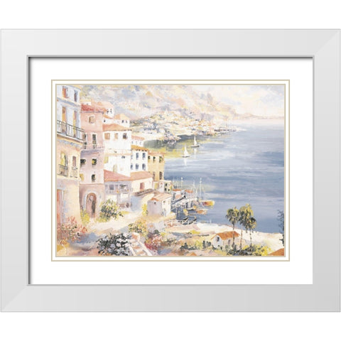 Amalfi White Modern Wood Framed Art Print with Double Matting by Unknown
