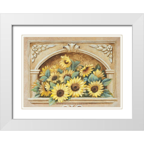 Sunflower Fresco White Modern Wood Framed Art Print with Double Matting by Unknown