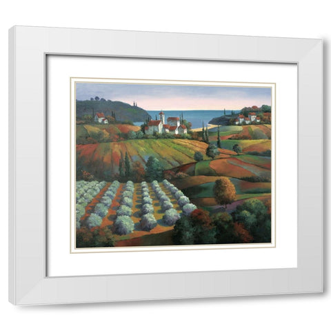 Toscany Vista II White Modern Wood Framed Art Print with Double Matting by Unknown