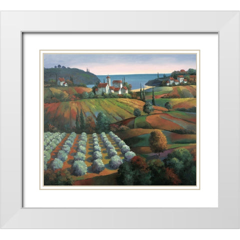 Toscany Vista II White Modern Wood Framed Art Print with Double Matting by Unknown