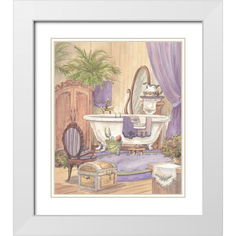 Victorian Bathroom I White Modern Wood Framed Art Print with Double Matting by Unknown