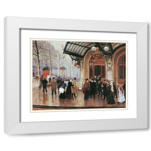 Sur la Rue White Modern Wood Framed Art Print with Double Matting by Unknown