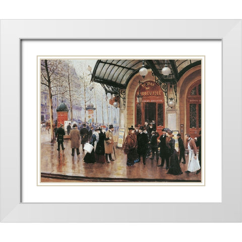 Sur la Rue White Modern Wood Framed Art Print with Double Matting by Unknown
