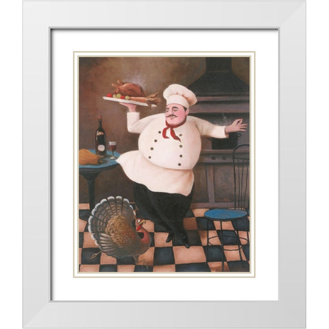 Thanksgiving Chef II White Modern Wood Framed Art Print with Double Matting by Unknown