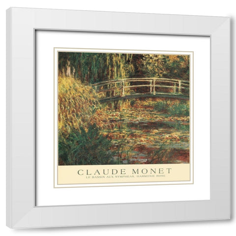 Le Bassin aux Nympheas White Modern Wood Framed Art Print with Double Matting by Monet, Claude