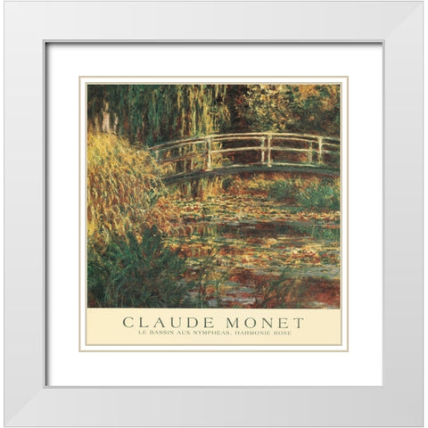 Le Bassin aux Nympheas White Modern Wood Framed Art Print with Double Matting by Monet, Claude
