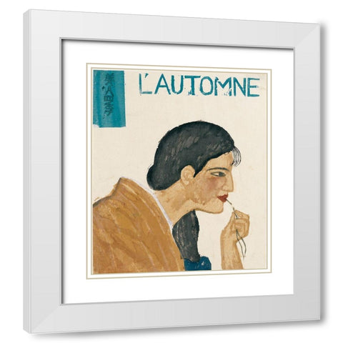 Automne White Modern Wood Framed Art Print with Double Matting by Unknown