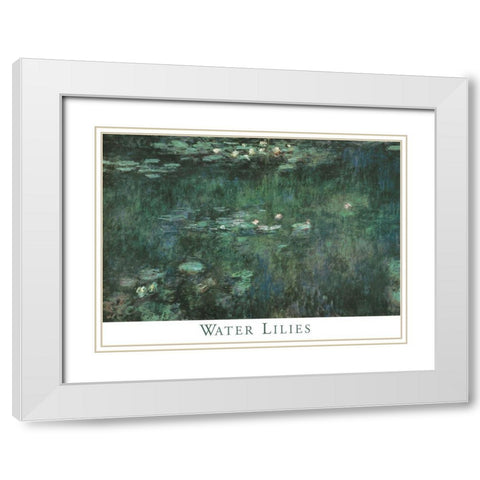 Water Lilies White Modern Wood Framed Art Print with Double Matting by Monet, Claude
