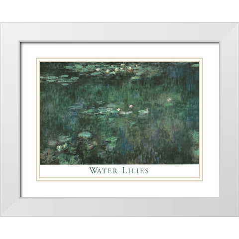 Water Lilies White Modern Wood Framed Art Print with Double Matting by Monet, Claude