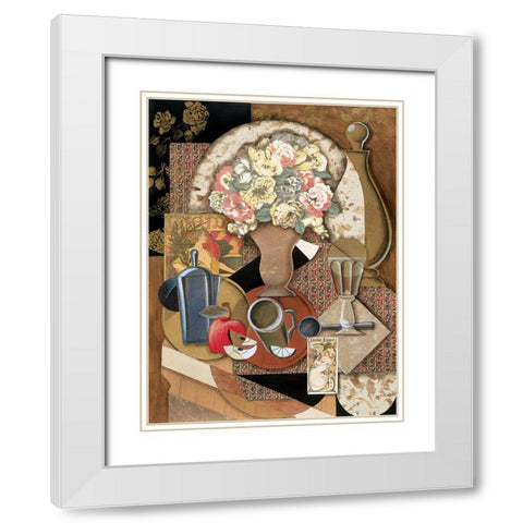 Abstract Table White Modern Wood Framed Art Print with Double Matting by Unknown