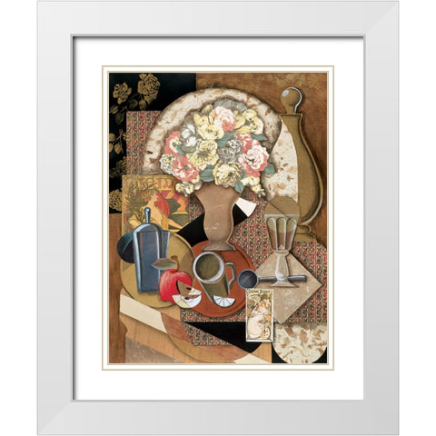 Abstract Table White Modern Wood Framed Art Print with Double Matting by Unknown