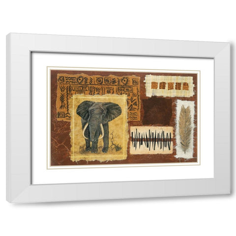 Elephant Safari White Modern Wood Framed Art Print with Double Matting by Unknown
