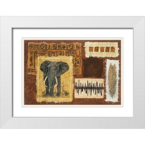 Elephant Safari White Modern Wood Framed Art Print with Double Matting by Unknown