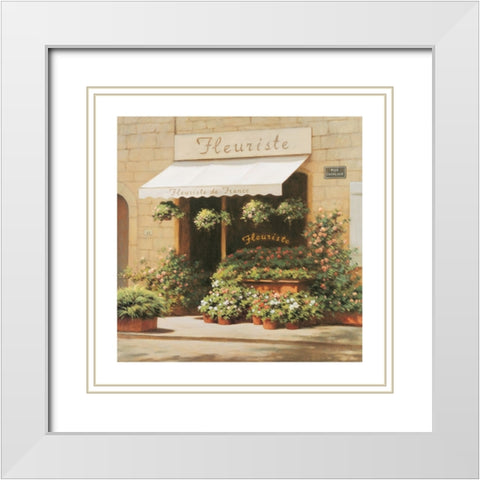 Parisian Florist Shoppe White Modern Wood Framed Art Print with Double Matting by Unknown