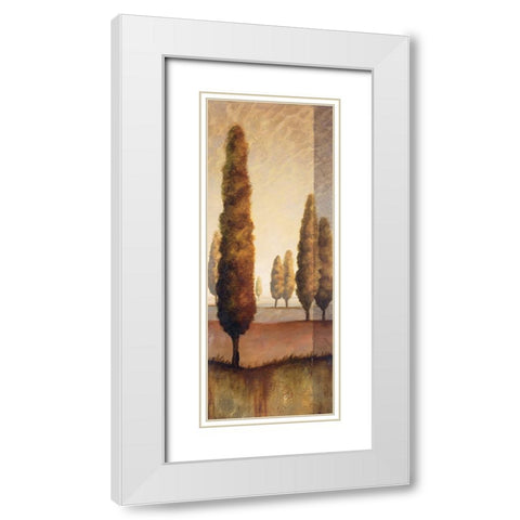 Toscany Tree Panel II White Modern Wood Framed Art Print with Double Matting by Unknown