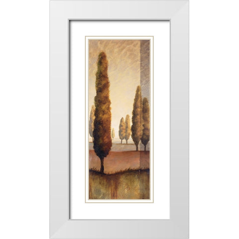 Toscany Tree Panel II White Modern Wood Framed Art Print with Double Matting by Unknown