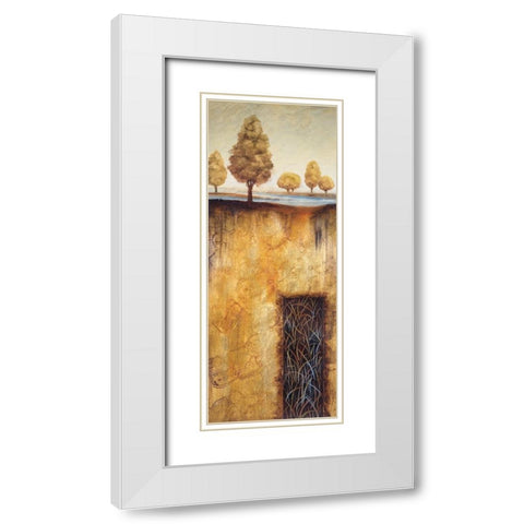 Golden Roots Panel I White Modern Wood Framed Art Print with Double Matting by Unknown
