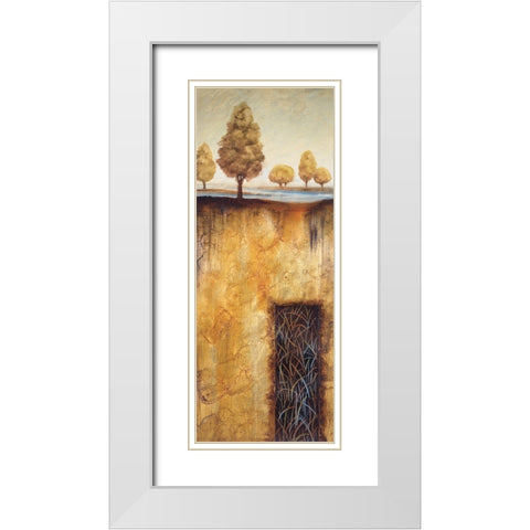 Golden Roots Panel I White Modern Wood Framed Art Print with Double Matting by Unknown