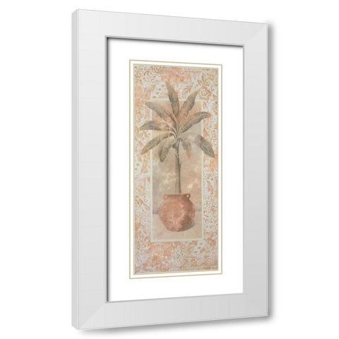 Potted Palm Panel II White Modern Wood Framed Art Print with Double Matting by Unknown